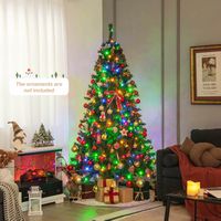 Costway - 6FT Pre-Lit Hinged Christmas Tree w/ 260 Multi-Color Lights & 3-Minute Quick Shape No F... - Alternate Views