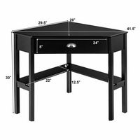 Costway - Triangle Computer Desk Corner Office Desk Laptop Table with Drawer Shelves - Rustic Black - Alternate Views