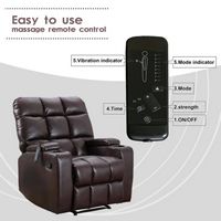 Bestier - Faux Leather Manual Massage Recliner with Vibration, Arm Storage and Two Cup Holders - ... - Alternate Views