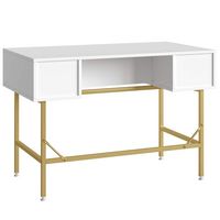 Bestier 47inch Fluted Vanity Makeup Desk Big Computer Gaming Desk with 3 Drawers - White - Alternate Views