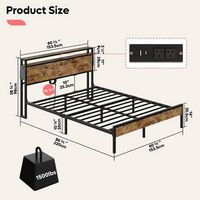Bestier - Queen Platform Bed Frame with Storage Headboard, LED Lighting, and Charging Station - B... - Alternate Views