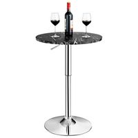 Costway Round Bistro Bar Table Height Adjustable 360-degree Swivel - Black - Alternate Views