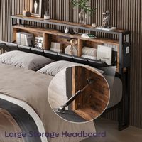Bestier - Gaming Bed Frame Storage Platform Bed with Charging Station Headboard and LED Lights Qu... - Alternate Views