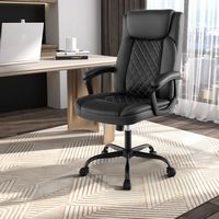 Costway - Ergonomic Adjustable Executive Chair with Padded Headrest and Armrests - Black - Alternate Views