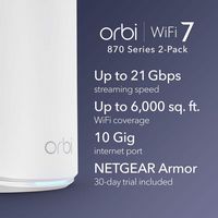 NETGEAR - Orbi 870 Series BE21000 Tri-Band Mesh Wi-Fi 7 System - White - Alternate Views