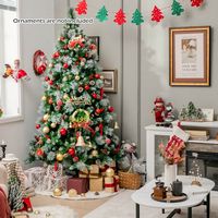 Costway - 7 FT Pre-Lit Artificial Christmas Tree Hinged with Pine Needles 400 LED Lights - Green/... - Alternate Views