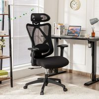 Costway - Reclining Mesh Swivel Office Chair with Adjustable Lumbar Support - Black - Alternate Views