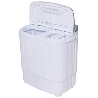 Costway - Compact Mini Twin Tub 8 lb. Washing Machine - White and Grey - Alternate Views