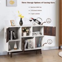 Costway Wood Display Storage Cabinet Console Table TV Stand Multipurpose w/ Door & Shelf - White - Alternate Views