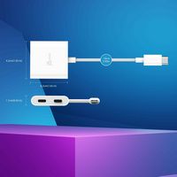 j5create - Male USB-C to Female Dual USB-C Adapter with Video or Power Delivery - White - Alternate Views