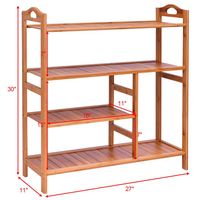 Costway 4 Tier Multifunction Bamboo Shoe Rack Boot Tower Shelf Storage Organizer Stand - wood - Alternate Views