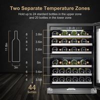 LanboPro - 24 in. 44 Bottle Seamless Stainless Steel Dual Zone Wine Precision Temperature Control... - Alternate Views