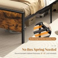 Costway Twin Size Bed Frame with Wooden Headboard and Footboard Under-Bed Storage - Brown - Alternate Views