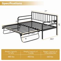 Costway Twin Size Daybed with Pop-up Trundle Charging Station & LED Lights for Living Room - Black - Alternate Views