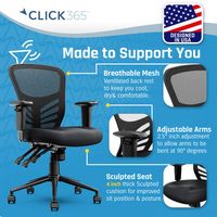 Click365 - Flow Mid-Back Mesh Office Chair - Black - Alternate Views