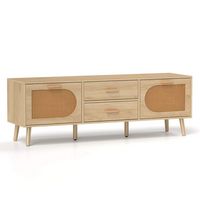Costway Rattan TV Stand for 65-Inch TV 59