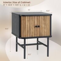 Costway - Set of 2 Nightstand Compact Modern End Side Table with Sliding Doors - Black - Alternate Views