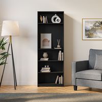 CorLiving - Teo Collection 5-Tier Floor-Standing Bookcase - Black Ravenwood - Alternate Views