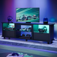 Bestier 70'' Gaming TV Stand with Storage, LED Media Console - Black Carbon Fiber - Alternate Views