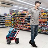 Costway - Heavy Duty Hand Truck Trolley 660lbs Capacity Dolly Cart with Foldable Nose Plate - Red - Alternate Views