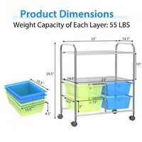Costway - 4 Drawer Rolling Storage Cart Scrapbook Paper Office School Organizer - Green + Blue - Alternate Views