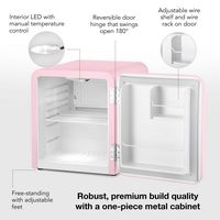 Cooluli - Curve 1.7 cuft Freestanding Compressor Fridge - Pink - Alternate Views