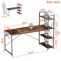 Bestier - Computer Desk with Adjustable Shelves and Reversible Bookshelf - 63