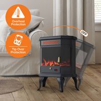 Lifesmart - 3 Element 3D Top Heater Stove with Fire Burning Crackle Sound - Black - Alternate Views