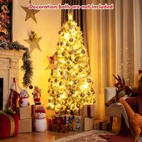 Costway - 6FT Pre-Lit Hinged Christmas Tree Snow Flocked w/9 Modes Remote Control Lights - Green/... - Alternate Views