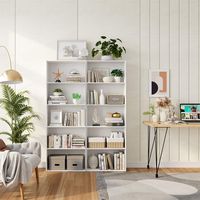 Costway - 5-Shelf Storage Bookcase Modern Multi-Functional Display Cabinet Furniture - White - Alternate Views