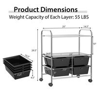 Costway - 4 Drawer Rolling Storage Cart Scrapbook Paper Office School Organizer - Black - Alternate Views