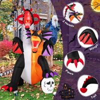 Costway - 8 FT Inflatable Twin-Headed Dragon Decoration Giant Halloween Inflatables - Multicolor - Alternate Views