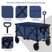 Costway - Folding Collapsible Wagon Utility Camping Cart W/Wheels & Adjustable Handle Navy - Navy - Alternate Views