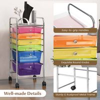 Costway - 6 Drawer Rolling Storage Cart Scrapbook Paper Office School Organizer - Multicolor - Alternate Views