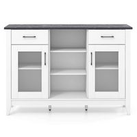 Costway Sideboard Buffet Cabinet with 2 Drawers 2 Doors 3 Open Compartments 4 Shelves - White - Alternate Views