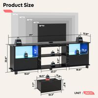 Bestier 70'' Gaming TV Stand with Storage, LED Media Console - Black Marble - Alternate Views