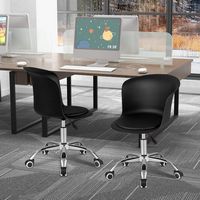 Costway - PU Leather Armlress Swivel Desk Chair (Set of 2) - Black - Alternate Views