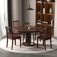 Costway Wood Dining Chair Set of 2 with Rubber Wood Legs Curved Backrest for Kitchen - Brown - Alternate Views