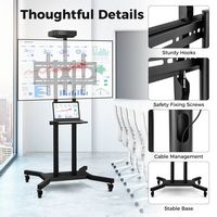 Costway - Mobile TV Stand for Most 32-70 inch Flat or Curved TVs up to 110 lbs w/AV Shelf - Black - Alternate Views