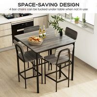 Costway 5-Piece Industrial Dining Table Set with Counter Height Table & 4 Bar Stools Grey - Gray - Alternate Views
