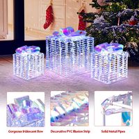 Costway - Set of 3 Christmas Gift Box LED Lighted Present Box Decoration Yard - Iridescent - Alternate Views