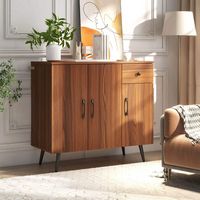 Costway - Buffet Cabinet with 3 Doors & Pull-out Drawer Adjustable Shelves Anti-Tipping Kits - Wa... - Alternate Views