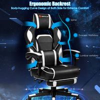 Costway - Massage Gaming Chair Reclining Racing Computer Office Chair with Footrest White - White... - Alternate Views