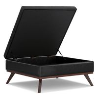 Simpli Home - Owen XL Square Coffee Table Storage Ottoman - Distressed Black - Alternate Views