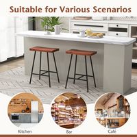 Costway Set of 2 Industrial Saddle Stool Counter Height Bar Stool Dining Pub Chair w/ Metal Frame... - Alternate Views
