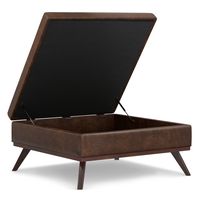 Simpli Home - Owen XL Square Coffee Table Storage Ottoman - Distressed Chestnut Brown - Alternate Views