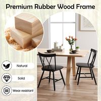 Costway Dining Chairs Set of 2 Farmhouse Kitchen Chair with Rubber Wood Frame - Black - Alternate Views