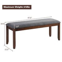Costway - Dining Bench Upholstered Entryway Bench Footstool Kitchen w/ Wood Legs - Grey, Brown - Alternate Views