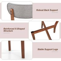 Costway Upholstered Dining Chairs Set of 2 with Solid Rubber Wood Frame, Curved Backrest - Grey - Alternate Views