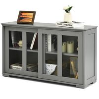 Costway Kitchen Storage Cabinet Sideboard Buffet Cupboard w/ Sliding Door - Gray - Alternate Views